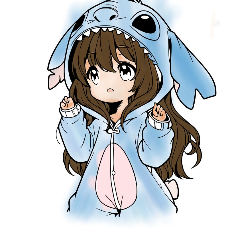 anime girl in a stitch onsie