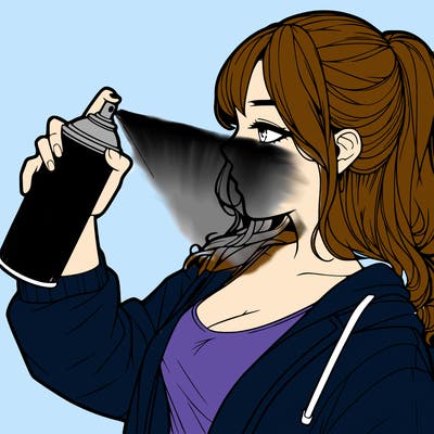 a realistic girl spray, painting