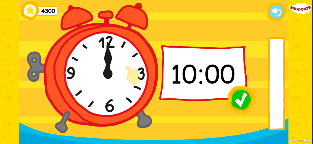 A day with Kid-E-Cats - Un minijuego interactivo donde los niños aprenden a decir la hora usando relojes analógicos y digitales dentro de la aplicación Kid E Cats