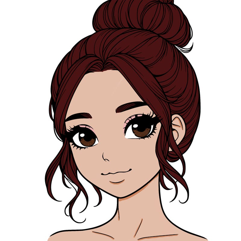 realistic pretty girl with hair in bun