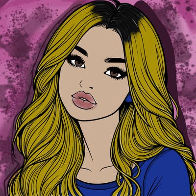 realistic girl with hair on her hair and lips