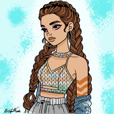 beautiful woman with braided hair crop top