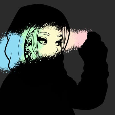 a realistic girl, spray painting