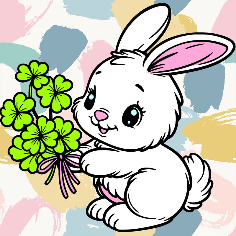 bunny with a bunch of clover