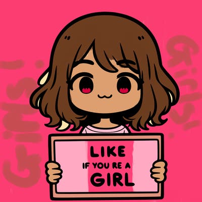 a cute girl holding a sign that says like if you’re a girl