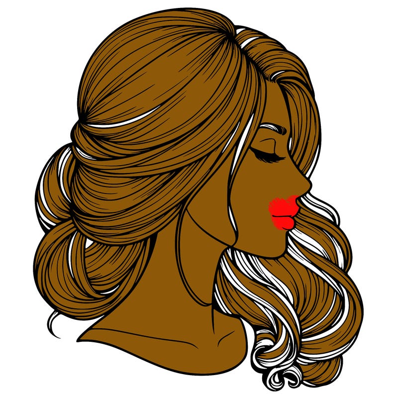 realistic woman's head & hair