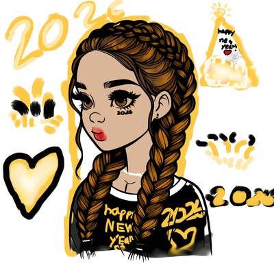 realistic girl with braids