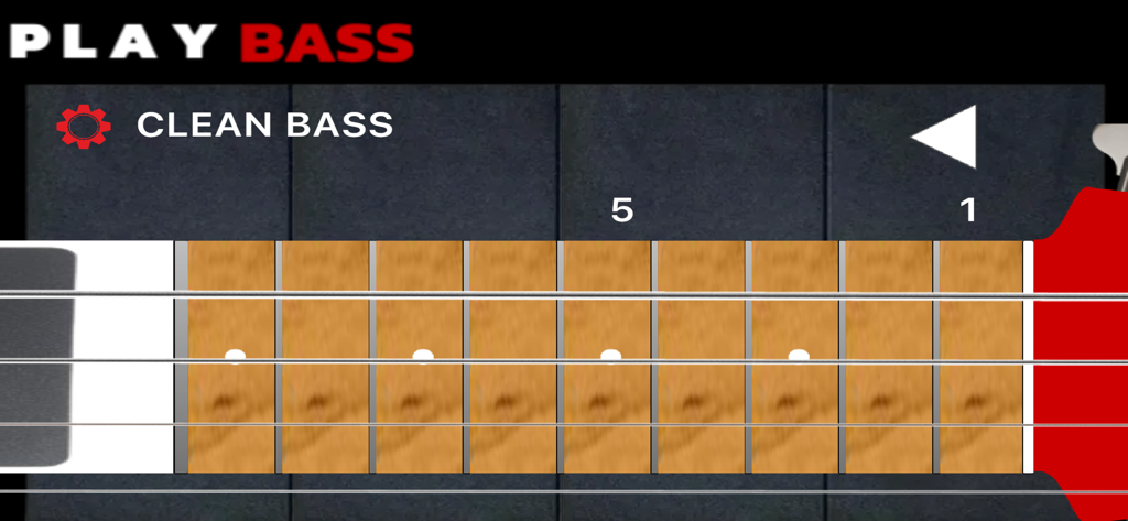 Play Bass: Real Bass Simulator - Virtual bass guitar fretboard in the Play Bass simulator app