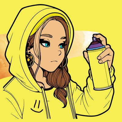 a realistic girl, spray painting