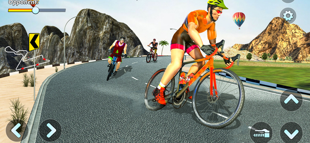 Bicycle race on a mountain road in a 3D cycle stunt game
