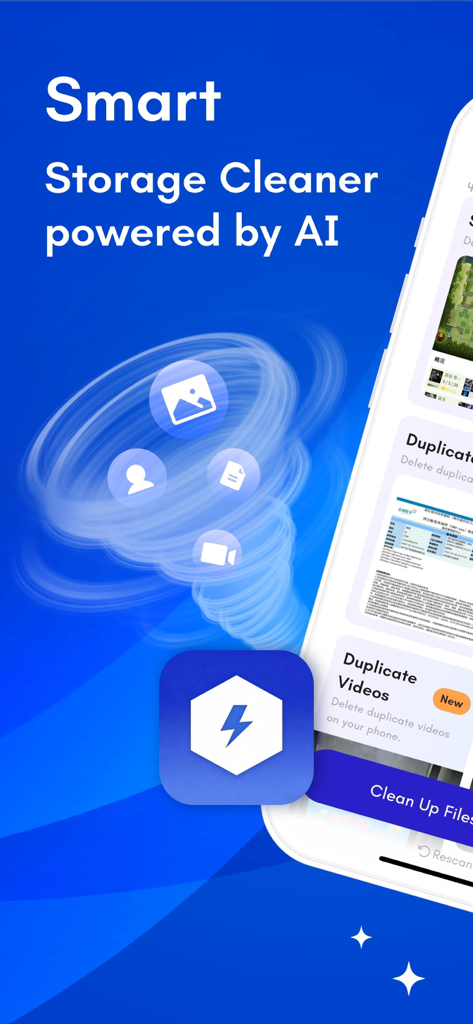 Lumina: Storage Manager - Lumina Storage Manager app interface showcasing smart storage cleaning features powered by AI.