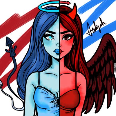 devil vs angel realistic girl