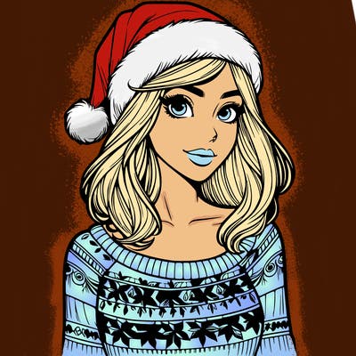 realistic lady in a christmas sweater