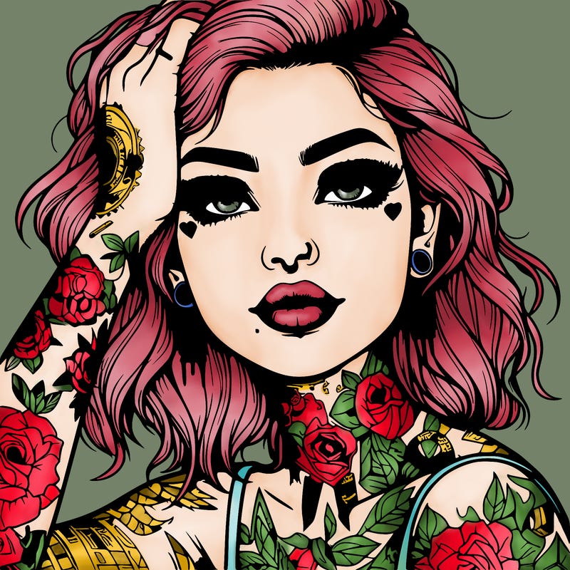 realistic girl with tattoos all over