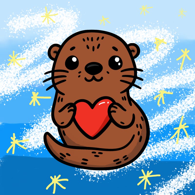 otter with a heart