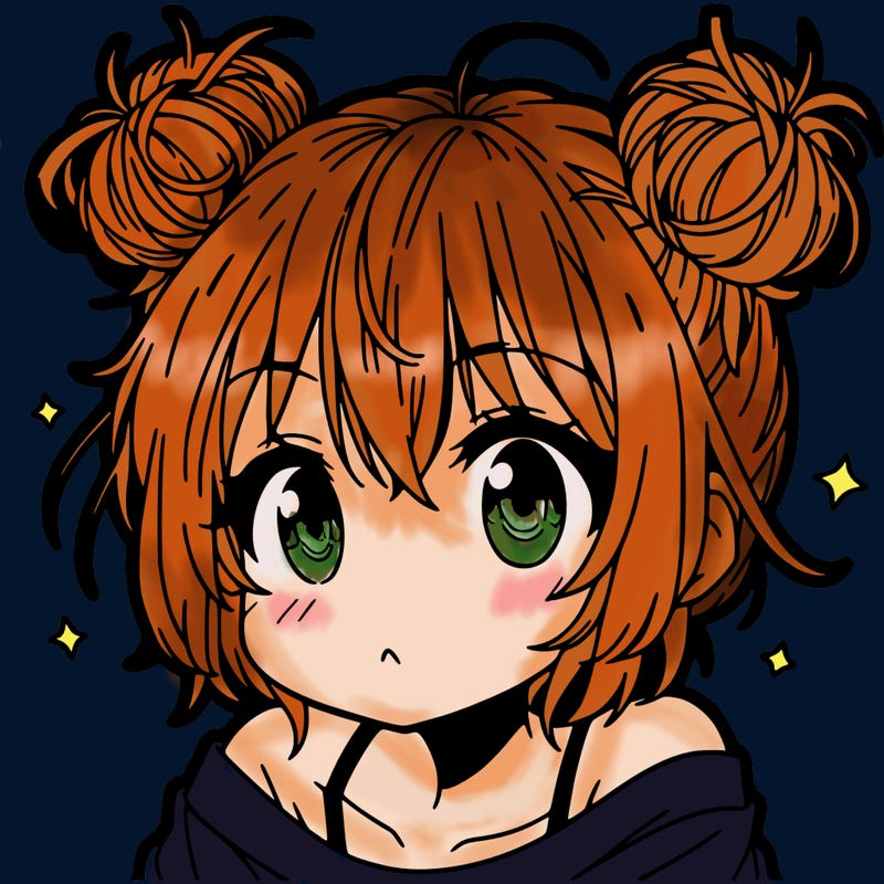 a manga girl with messy small buns
