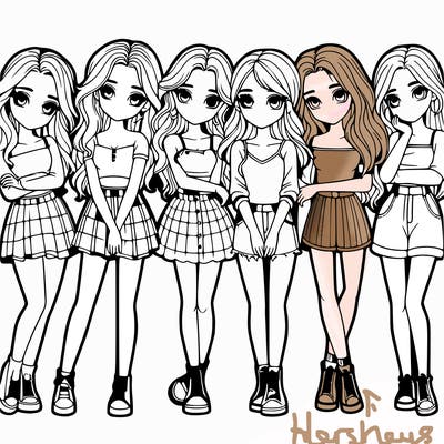 a group of girls realistic