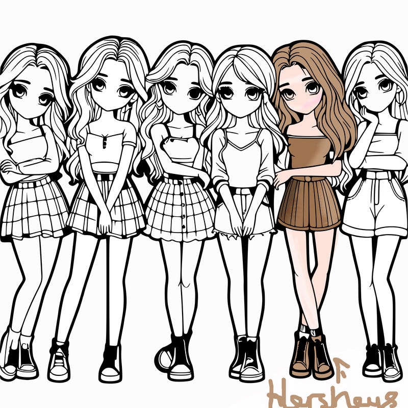 a group of girls realistic