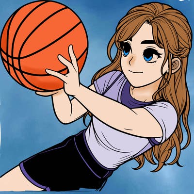 realistic girl playing basketball