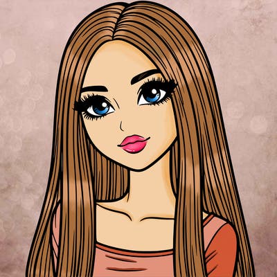 realistic girl with straight and long hair