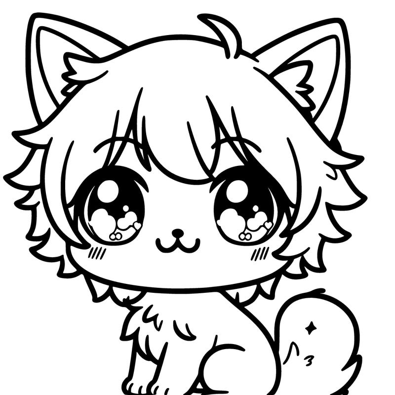 cute anime cat with a cat