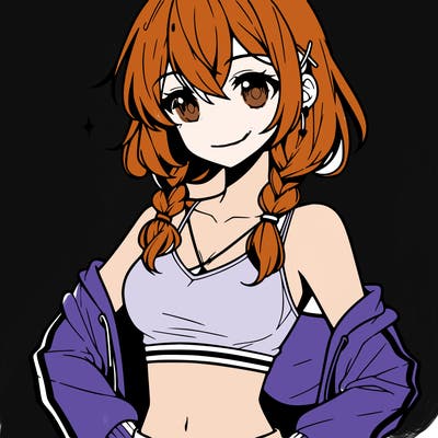 anime girl wearing crop top