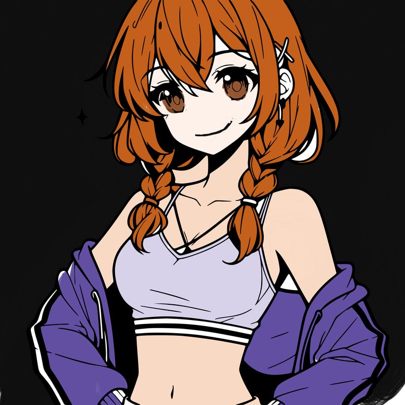 anime girl wearing crop top