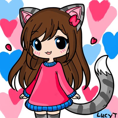 girl with cat ears and tail