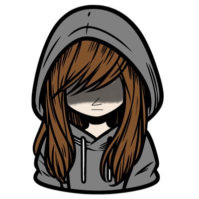 girl with hair covering her face and wearing a hoodie