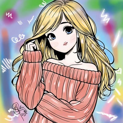 girl with sweater realistic