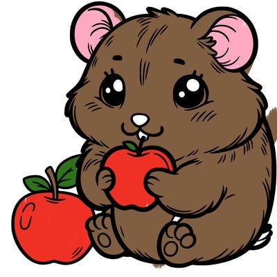 a hamster eating an apple