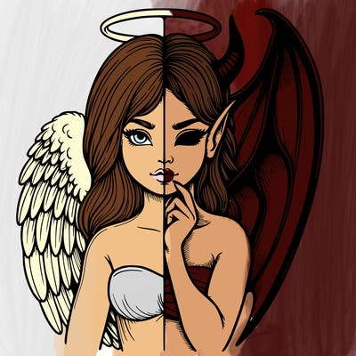 realistic angel half demon