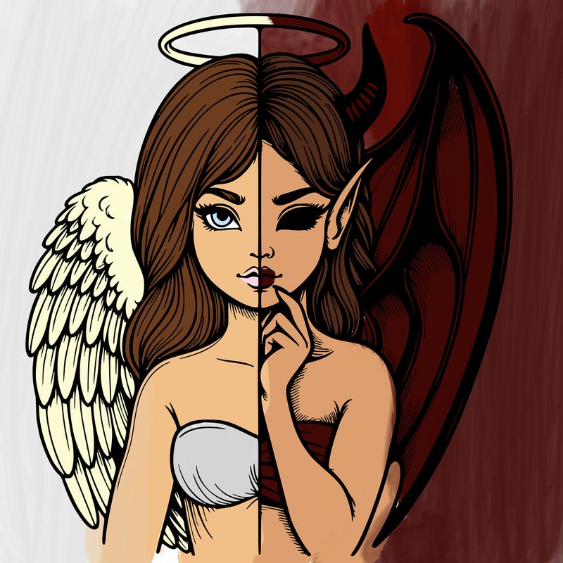 realistic angel half demon