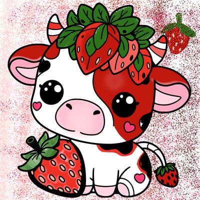 cute strawberry cow