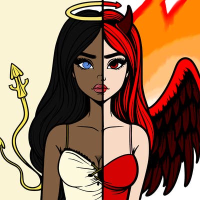 devil vs angel realistic girl