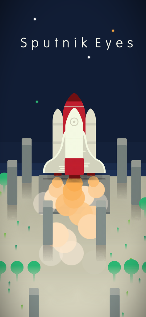Sputnik Eyes - Sputnik Eyes game title screen featuring a minimalist rocket launch illustration