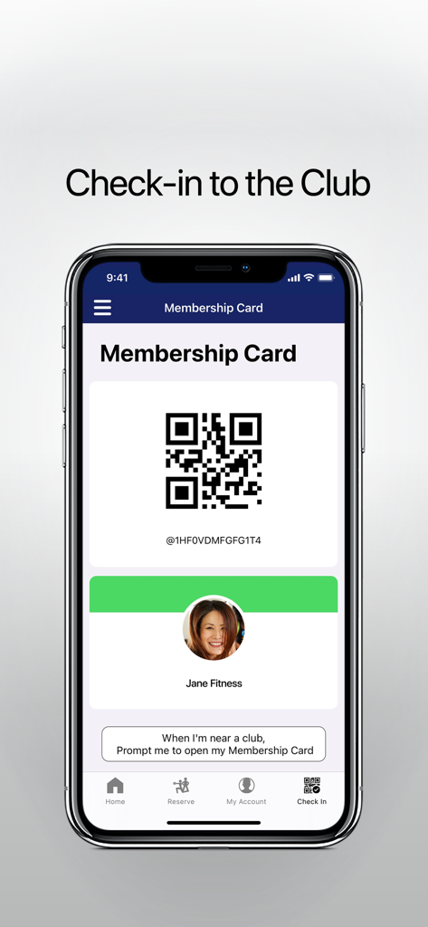 Digital membership card with QR code in the LA Fitness mobile app for club check-in