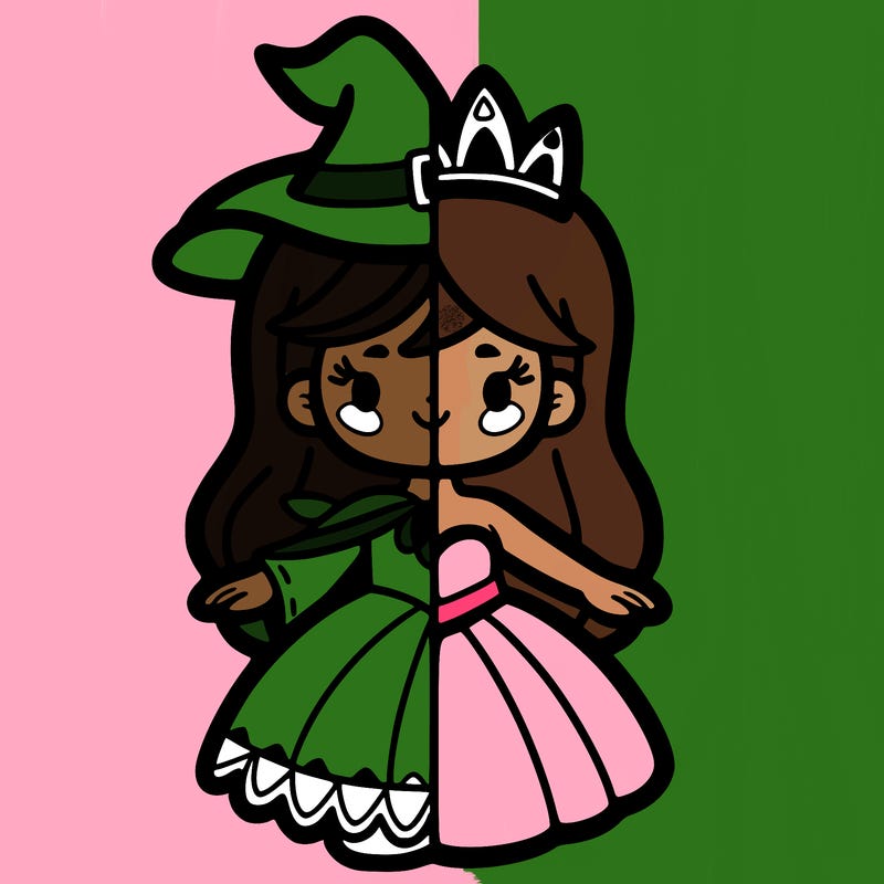 half girl witch half girl princess
