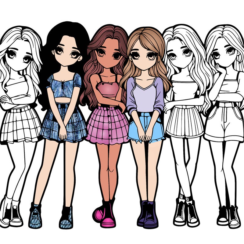 a group of girls realistic