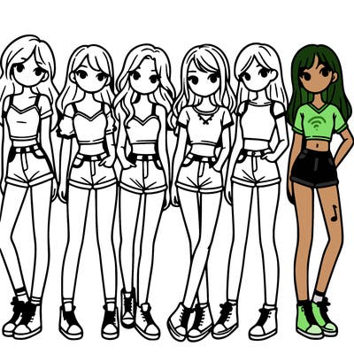 a group of girls wearing crop tops and shorts