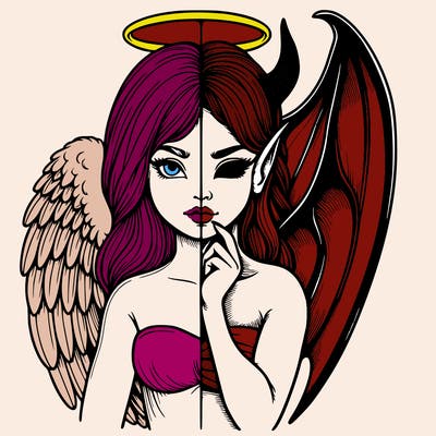 realistic angel half demon