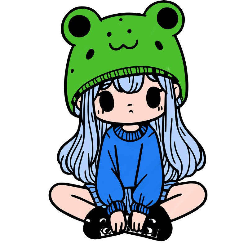 a girl wearing a frog hat and some frog socks