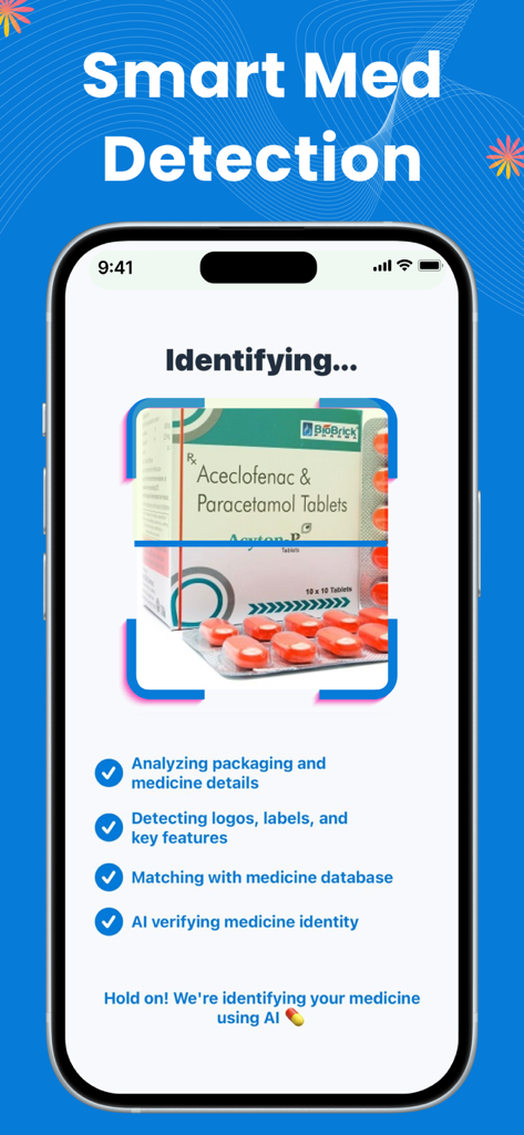 Pill Identifier: Drug Med ID - Smart medication detection interface identifying a medicine box using AI