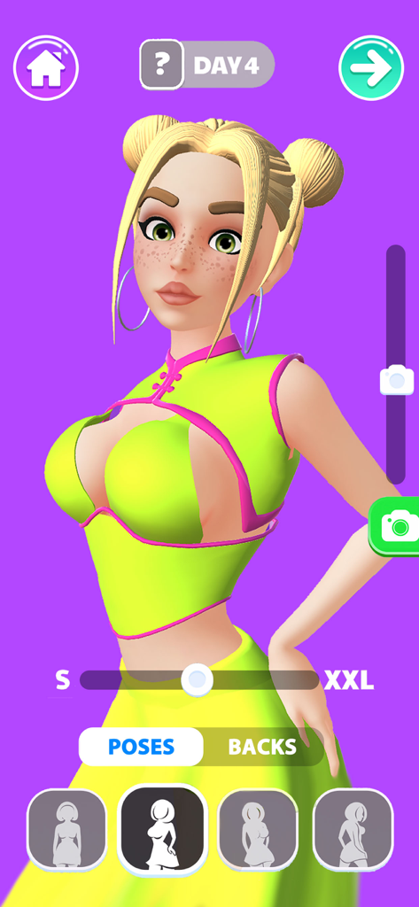 Bikini DIY: Bra Bikini Games - Tela de seleção de pose de personagem no jogo de moda Bikini DIY