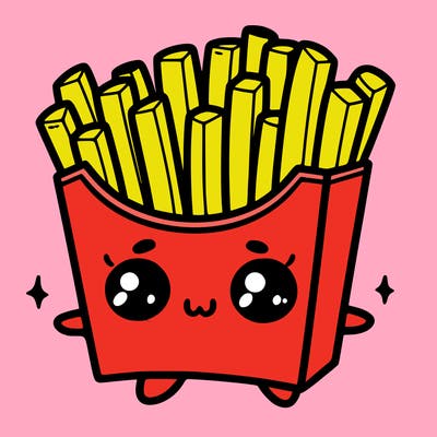 a cute. french fries