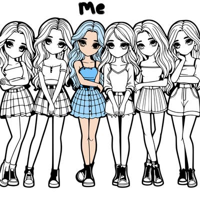 a group of girls realistic