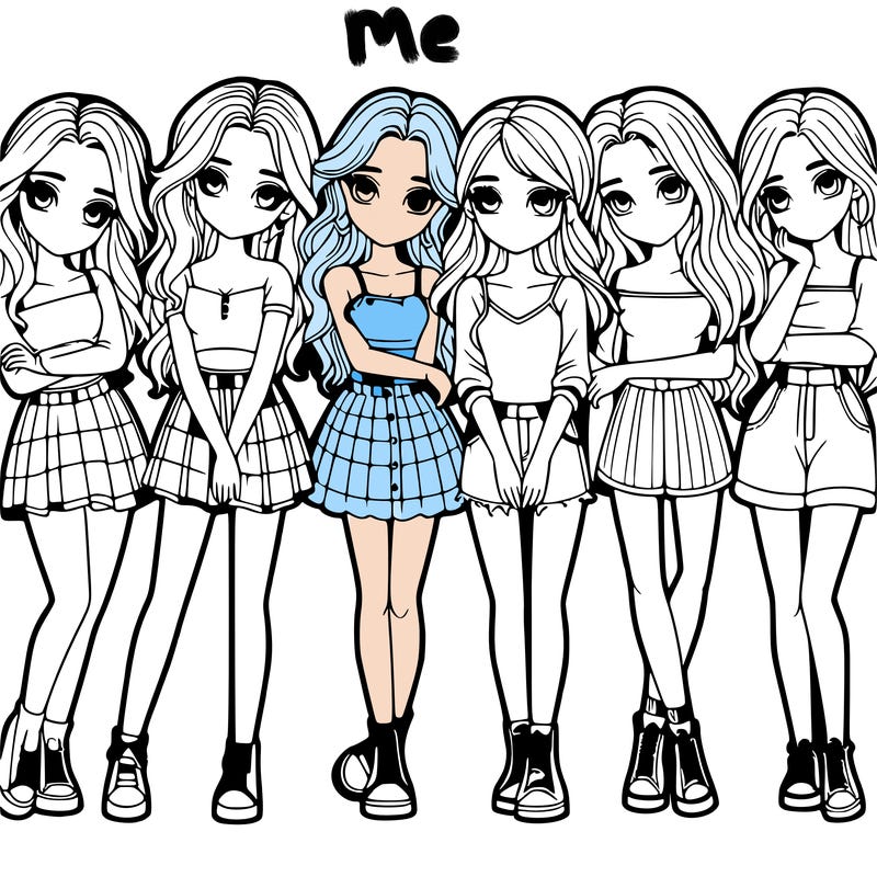 a group of girls realistic