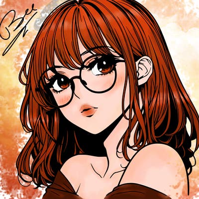 manga woman character with glasses and nice lips