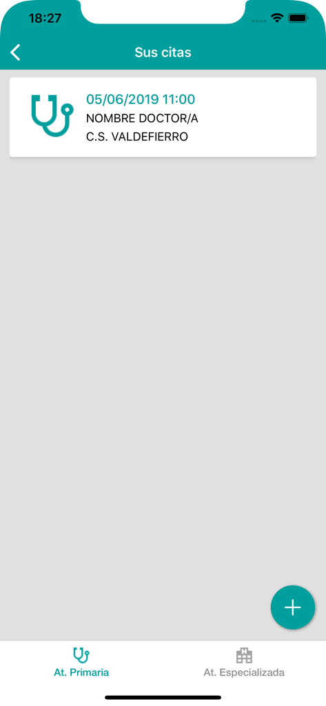 Pantalla de móvil que muestra una lista de citas médicas en la aplicación Salud Informa