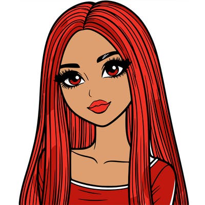 realistic girl with straight and long hair